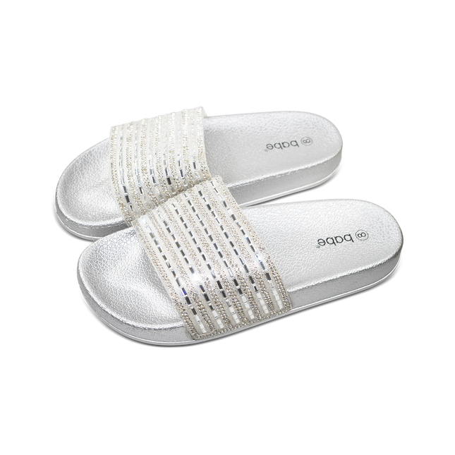 BabeSilver & White Female Slides