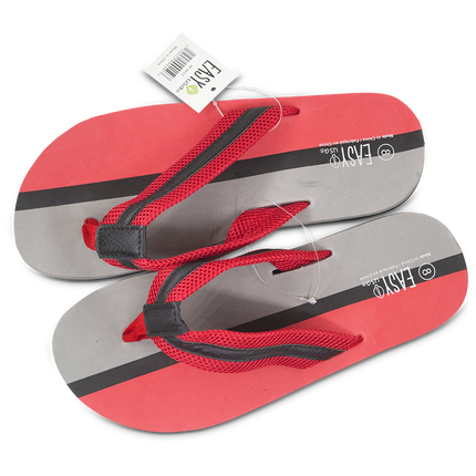 EasyRed/Grey Silicon Gents Flip Flops