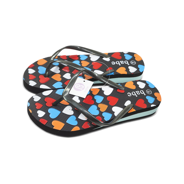 BabeBlack With Muliticolour Hearts Flip flops