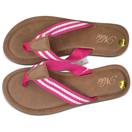 NikiPink & White Flip Flop with Tan Sole