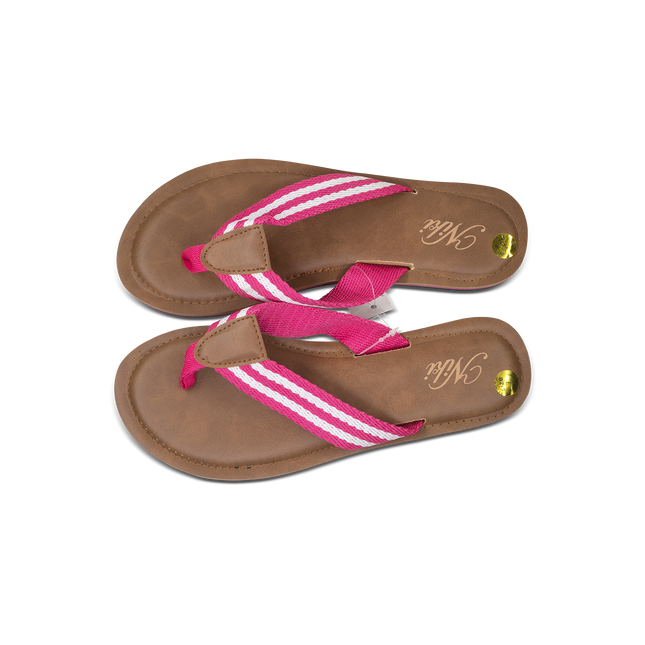 NikiPink & White Flip Flop with Tan Sole